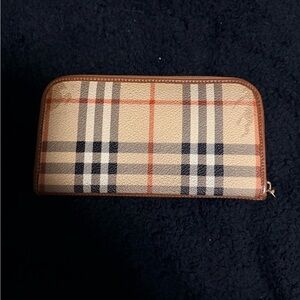 Burberry Beige and Black Checkered Wallet